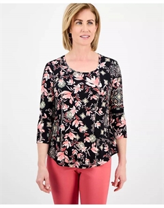 Топ с укороченными рукавами Petite, мультиколор Jm collection