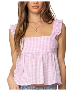 Джинсовая блузка без спинки Jenson, розовый Edikted