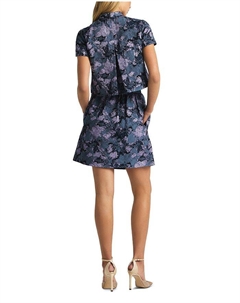 Цветочная юбка с металлическим отливом, синий St. john