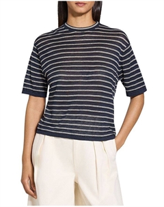 Футболка свободного кроя из льняной смеси, синий Theory