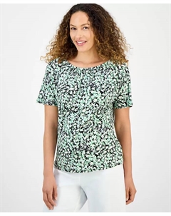 Топ с абстрактным принтом Petite, зеленый Jm collection