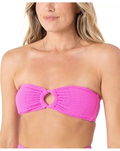 Женский текстурированный бандо-топ Haleiwa для бикини, розовый Roxy