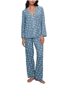 Женский комплект пижамы Gisele с длинным рукавом и принтом, синий Eberjey