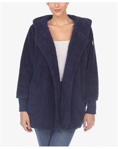 Женская утепленная куртка с капюшоном и карманами, синий White mark