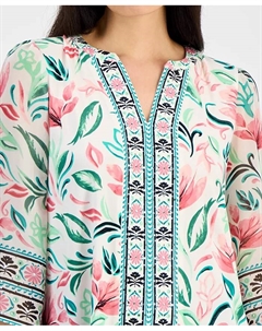 Женская туника с декором и разрезом на горловине, белый Jm collection