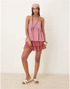 Топ с объемной баской и завязками розового цвета Asos design