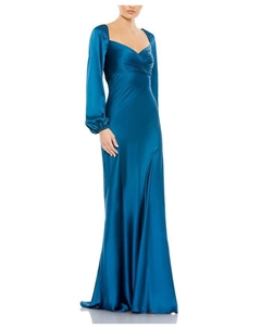 Платье с пышными рукавами и вырезом "сердечко", синий Mac duggal