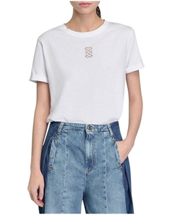 Вышитая хлопковая футболка, белый Sandro