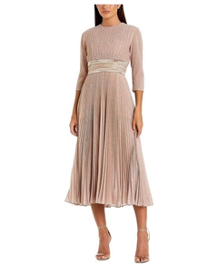 Мерцающее платье миди трапеция с рукавом 3/4, розовый Mac duggal