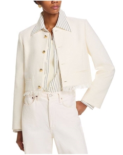 Твидовый жакет с бахромой, белый Frame