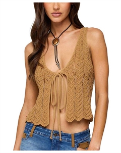 Sadiee Топ с разрезом спереди, коричневый Edikted