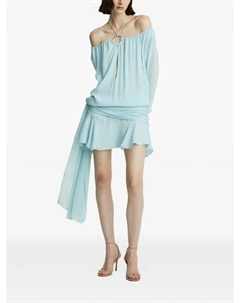 Мини-платье с драпировкой и кольцевой отделкой, синий Celeste