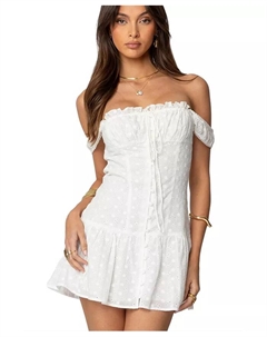 Женское мини-платье Jill с кружевными вставками и заниженной талией, белый Edikted