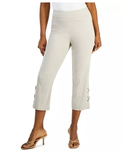 Женские капри с боковой шнуровкой на молнии, коричневый/бежевый Jm collection