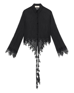 Прозрачная рубашка с кружевом, черный Blumarine
