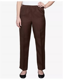 Классические брюки прямого кроя на резинке в размерах Petite и Petite Short, коричневый Alfred dunner