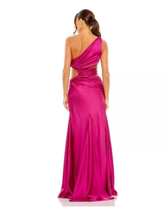 Женское платье из сатина с вырезом и одним плечом, розовый Mac duggal