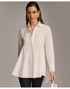 Женская туника А-силуэта из поплина на пуговицах, белый Donna karan new york