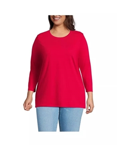 Туника из хлопка Supima с рукавом 3/4, plus size, красный Lands' end