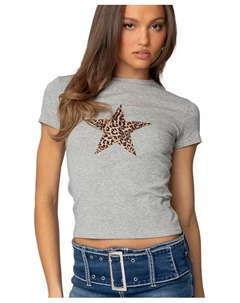 Женская футболка Narla Leopard Star, серый Edikted
