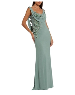 Безрукавное платье-халат из джерси с капюшоном и вышивкой бисером, зеленый Mac duggal