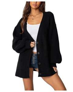 Кардиган оверсайз с V-образным вырезом Mathilde, черный Edikted