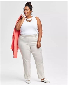 Плюс и Пети Плюс Брюки с контролем живота на резинке и зауженными штанинами, коричневый/бежевый Jm collection