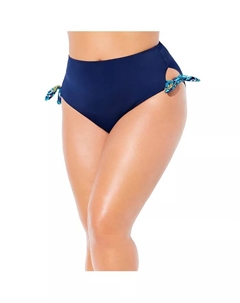 Женские трусы на высокой талии с бантом, синий Swimsuits for all