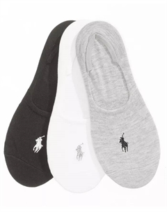 Женские носки-следки плоской вязки, 3 пары, белый Polo ralph lauren