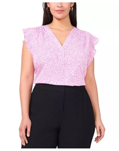 Блузка с V-образным вырезом и расклешенными рукавами больших размеров, фиолетовый Vince camuto