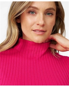 Женский свитер с ребристой вязкой, высоким воротником и короткими рукавами, розовый Cable & gauge