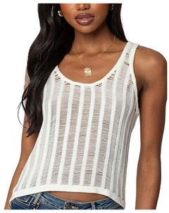 Keziah Полупрозрачный Топ с Лесенкой, слоновая кость/кремовый Edikted