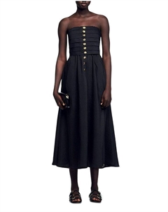 Назарет Длинное Бюстье Платье, черный Sandro