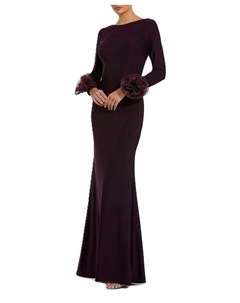 Приталенное платье с длинным рукавом и 3D-цветами, фиолетовый Mac duggal