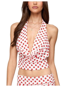 Зои Топ с воротником-хомут в горошек, мультиколор Edikted