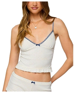 Топ-майка с рюшами Avalon Dotted Pointelle, белый Edikted