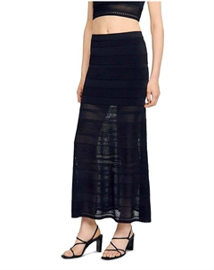 Декоративная вязаная макси-юбка, черный Sandro