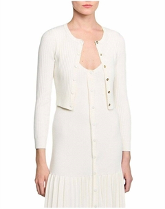 Короткий кардиган из ребристой вязки, слоновая кость/кремовый Sandro