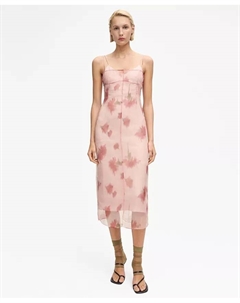 Женское комбинированное платье с цветочным принтом, розовый Mango