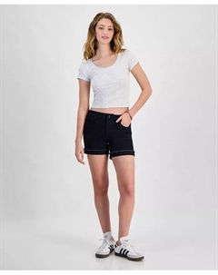 Джинсовые шорты Mid Rise с рваными манжетами для подростков, черный Celebrity pink