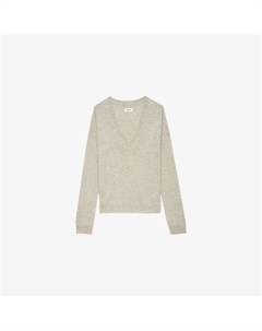 Джемпер с V-образным вырезом кашемировый, экрю Zadig&voltaire