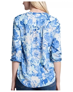 Женская туника с V-образным вырезом и рукавом 3/4, с принтом, синий Jones new york