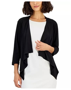 Петит кардиган с открытой передней частью, рукавом 3/4 и каскадным краем, мультиколор Connected