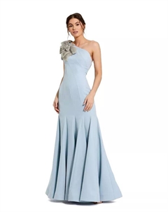 Женское креповое платье с одним плечом и цветочным декором, синий Mac duggal