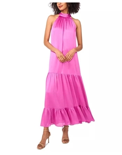 Женское платье макси с ярусами и бретелями на шее, фиолетовый Vince camuto