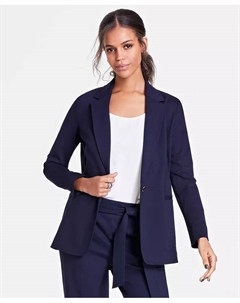 Женский однобортный пиджак с вырезом лацкана, синий Bar iii