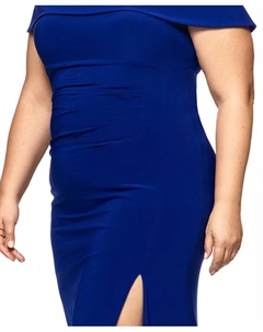 Платье плюс сайз с открытыми плечами из джерси, синий Xscape