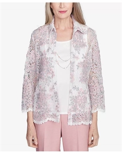 Женский топ 2 в 1 Estate of Mind с цветочным кружевом и колье, мультиколор Alfred dunner