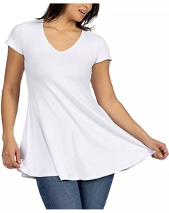 Женская туника свободного кроя с короткими рукавами, белый 24seven comfort apparel