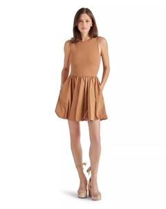 Женское платье Palermo с комбинированными материалами и расклешенным силуэтом на пузырчатой подоле, коричневый/бежевый Steve madden